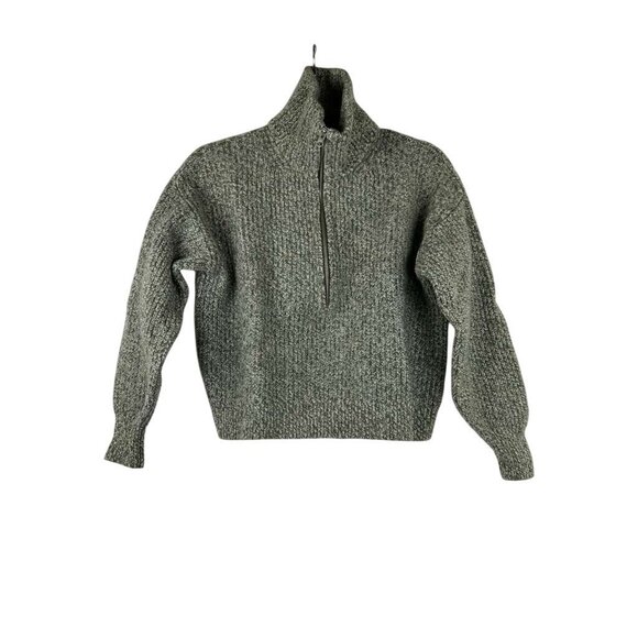 Everlane GIRLS M Half-Zip Chunky Knit Sweater 100% Wool Sweatshirt Pullover - Picture 1 of 10